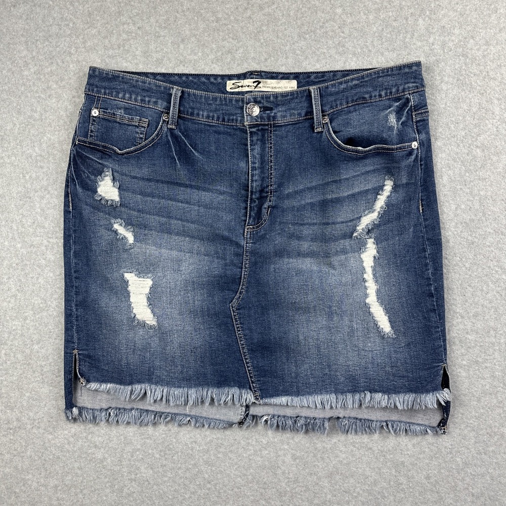 Seven 7 Distressed‎ Denim Skirt Size 18W